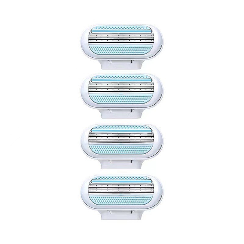 Four 3-layer women's style blue blade packs [packaged in an OPP bag]