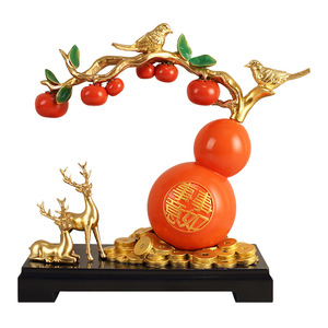 Adorno de Calabaza de Caqui de Resina, Decoración Feng Shui para Sala de Estar, Regalo de Año Nuevo Chino, Pieza Individual - Product Image 5