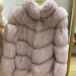 <span class=keywords><strong>Veste</strong></span> en Fourrure de Renard Entier pour <span class=keywords><strong>Femme</strong></span>, à la Mode, Style Court, Col Debout, Manches Longues, Style Élégant - Product Image 1