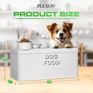 Nhỏ Pet Chow lưu trữ Canister trắng kim loại thức ăn cho chó container với Scoop và nắp 2 gallon điều trị lọ cho vật nuôi - Product Image 5