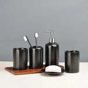 Wholesale Nordic Style Black Ceramic Bathroom Set Bathroom Vanity Set ceramics And Bath Accessory
