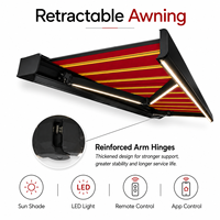 Auvent rétractable motorisé de luxe à cassette intégrale, imperméable, pour terrasse extérieure, hôtel, villa, jardin, avec commande LED WiFi