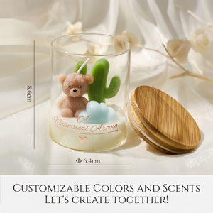 Arovi - <span class=keywords><strong>Bougie</strong></span> parfumée en cire de soja en forme d'ours en peluche pour baptême, baby shower, révélation du sexe, cadeau haut de gamme, sans danger pour les animaux et les enfants, faible MOQ - Product Image 4