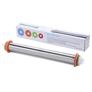 Stainless Steel Adjustable <strong>Rolling</strong> <strong>Pin</strong> Thickness Ring Non Stick <strong>Rolling</strong> <strong>Pin</strong> Dough Mat Home Kitchen Baking <strong>Pin</strong> - Product Image 6