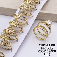 Bijoux XUPING – Ensemble de bagues de fiançailles en zircon plaqué or, formes variées, vente en gros, bijoux multi-styles pour couple, occasions spéciales