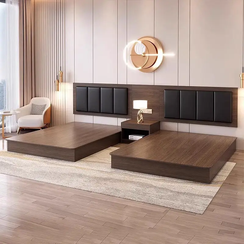 Vendita diretta della fabbrica hotel mobili camera da letto mobili king size telaio del letto con testiera letto moderno e minimalista stile hotel letto