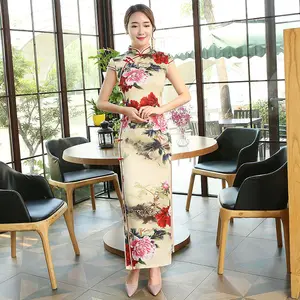 Retro Cheongsam Summer New Style Rose Print Dress Chinese Traditional Dress Qipao Dress Cheongsam Hanfu