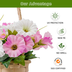 HL-149 חם פלסטיק לבן וורוד תליית פרחים מלאכותיות פרחים במבוק לקישוט באביב חיצוני - Product Image 5