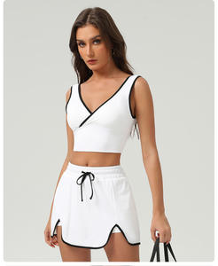 Ropa deportiva para mujer, ropa de gimnasio, Sujetador deportivo + falda de tenis, conjunto de 2 piezas - Product Image 4