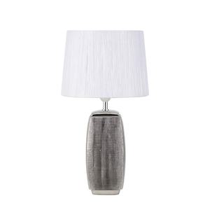 Lampada da tavolo in ceramica, attacco E27, finitura argento lucido, paralume bianco, 54x30x30 cm, ideale per decorare e - Product Image 1