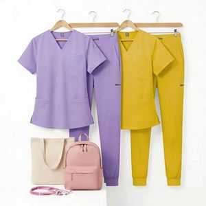 Conjunto de Uniformes Médicos Amarillos para Enfermeras, Unisex, Talla XS, Spandex Quirúrgico, Cómodo y Transpirable, Uniforme para Hospital, Clínica, Salón de Belleza - Product Image 4