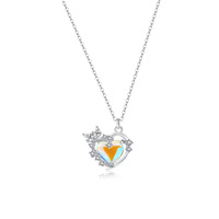 S925 Sterling Zilver Fantasy Hart Kristallen Hanger Ketting Met Zirkonia Frame Vrouwen Romantische Sieraden Cadeau Voor Haar