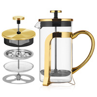 Cafetière à piston en verre multi-tailles, poignée en acier inoxydable, pour café, thé, jus, cuisine domestique – Meilleures ventes