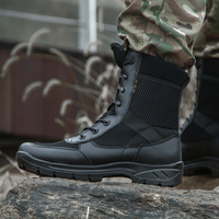 Bottes d'été pour l'extérieur, respirantes, en mesh, bottes tactiques pour hommes et femmes, noires, à tige haute, légères