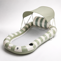 Bouée de piscine gonflable pour adulte avec auvent en tissu PVC, dossier central en maille, personnalisable pour marque