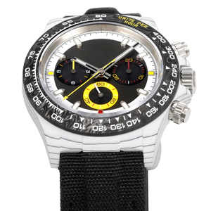 Nouvelle montre mécanique pour homme 2025, bracelet en nylon et cuir, cadran noir et jaune, verre saphir rond, montre de sport pour le golf - Product Image 2