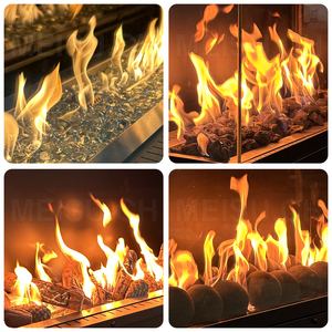 Cheminée à gaz flottante MEISU.CH personnalisable, 2 faces NG/LG, 1524x380x720mm, inserts en verre pour foyer intérieur, 60 pouces - Product Image 6