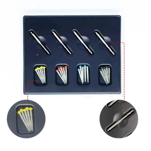 Kit <span class=keywords><strong>de</strong></span> tiges dentaires en fibre <span class=keywords><strong>de</strong></span> quartz certifiées CE, multi-tailles, pour restauration dentaire, tiges droites à visser en résine pour canaux radiculaires - Product Image 1