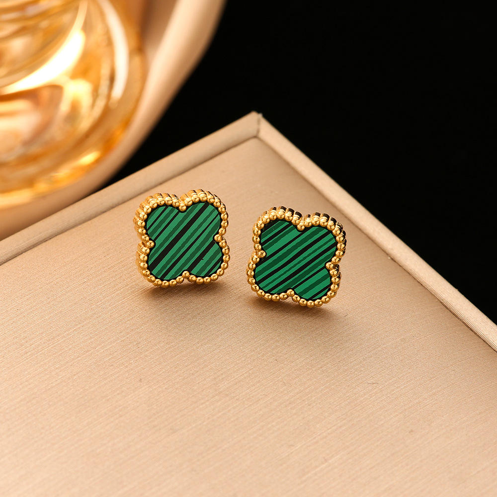 Gold Green Earrings