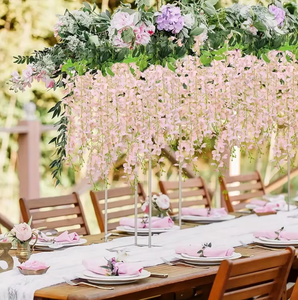 Venta al por mayor <span class=keywords><strong>de</strong></span> fábrica: Decoración <span class=keywords><strong>de</strong></span> pared <span class=keywords><strong>de</strong></span> glicinia colgante, flores artificiales para escaparates, guirnalda <span class=keywords><strong>de</strong></span> glicinia rosa colgante. - Product Image 5