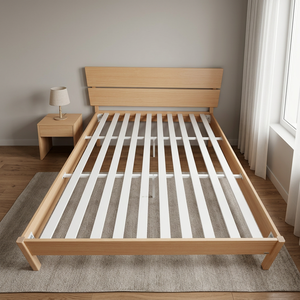 Japanese Style Solid Pine Wood <b>Platform</b> Single <b>Bed</b> Assemblable Simple Design for Bedroom Home Hotel Use Available Sizes <b>Double</b> - Product Image 3