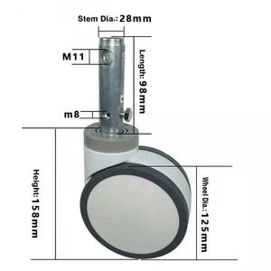 Medizinisches Schwenkbares PU-Lenkrolle 6 Zoll Doppelräder Zentralverriegelung für Krankenhausbetten Rollen - Product Image 2