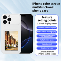 Coque de téléphone portable antichoc en TPU+PU au design de luxe NFC DIY, compatible avec les modèles 17/16/15/14 Pro Max, avec écran E-Ink multifonctionnel