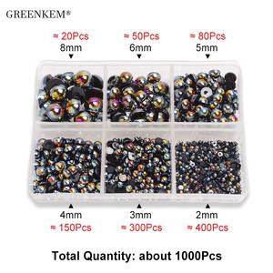 6 rejillas/Paquete de tamaños mixtos, perlas semiredondas, parte posterior plana, imitación de pegamento blanco suelto en cuentas de resina, fabricación de joyas Diy, perlas para <span class=keywords><strong>uñas</strong></span> - Product Image 3