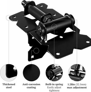 Charnières de portail autofermantes divines, charnières de porte robustes pour clôtures en bois/vinyle/PVC, charnières de portail autofermantes pour clôtures noires - Product Image 2