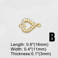 ASJEWELRY Breloque religieuse en forme de croix et de cœur avec lettre FE pour bracelet, connecteur plaqué or en cuivre, fournitures de fabrication de bijoux chma051