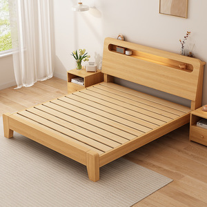 Khung giường đôi cỡ Queen hiện đại tối giản 1,5m, khung giường đơn 1,8m, chất liệu gỗ thông nguyên khối, giường vải mềm mại, dùng cho nhà ở hoặc cho thuê. - Product Image 4