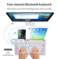 Keyboard Mini nirkabel BT, papan ketik dapat diisi ulang komputer, Laptop, PC, Gamer