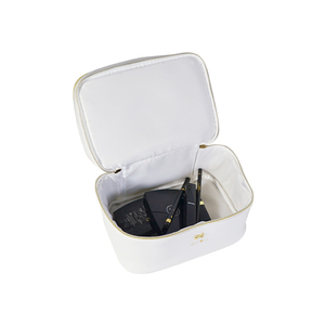 Female White Leather Makeup <b>Bag</b> Custom Travel Vegan Leather Makeup Brush <b>Bags</b> <b>Large</b> Size Faux Pu Leather <b>Wash</b> <b>Bag</b> - Product Image 5