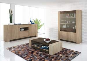 Grand ensemble de meubles de salon <span class=keywords><strong>buffet</strong></span> léger en stratifié chêne couleur bois <span class=keywords><strong>buffet</strong></span> moderne avec étagère et tiroirs - Product Image 5