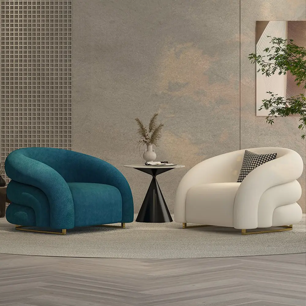 Moderne Mode Eenvoudige En Gepersonaliseerde Ontspannen Sofa Stoel Accent Stoel Licht Luxe Fluwelen Stof Single Sofa Woonkamer Stoel