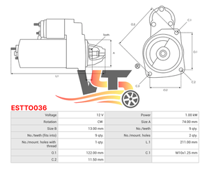 ESTTO036 <span class=keywords><strong>Motor</strong></span> <span class=keywords><strong>de</strong></span> arranque 12V 9T Nuevo arrancador automático para TOYOTA Yaris 1,3 11,1999-28100-21050 0986023910 228000-8550 428000-7750 - Product Image 5