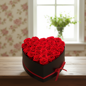 Flores Eternas, 27 Rosas Rojas Preservadas en Caja de Corazón, Ramo Inmortal, Regalo de Cumpleaños o San Valentín para Mujer - Product Image 2