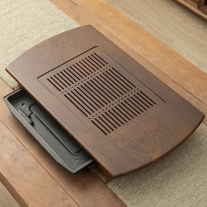Plateaux à thé en bois en gros, plateaux à thé intégrés, plateaux de stockage et de drainage d'eau, grandes tables à thé rectangulaires, luxueux et - Product Image 3