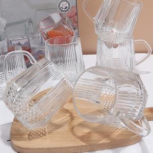 Tasse à café et à thé en verre diamanté de 300 ml, colorée et simple, avec poignée, pour la consommation quotidienne - Product Image 3