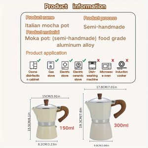 Cafetera Espresso Tradicional para Estufa, Cafetera Moka Ideal para Cafés Italianos y Cubanos, Cafetera <span class=keywords><strong>Greca</strong></span> - Product Image 2