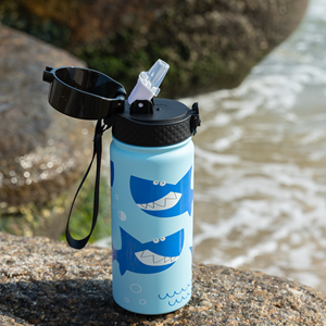 SilverJet <b>Kids</b> Stainless Steel Water Bottle 14oz 18oz Vacuum Insulated With Straw And Lid Cartoon Design For Outdoor School Use - Product Image 2