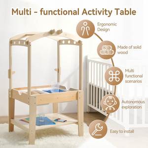 Children's Solid Wood <b>Activity</b> <b>Table</b> Kindergarten Game <b>Table</b> Sand Water <b>Table</b> Montessori Science Experiment Multifunctional Toy - Product Image 2