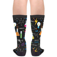 Chaussettes fantaisie personnalisées pour hommes, motif laboratoire scientifique, chimie, imprimé science