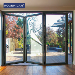 Portes pliantes en aluminium Rogenilan American Custom <span class=keywords><strong>avec</strong></span> grand panneau de verre, <span class=keywords><strong>porte</strong></span> patio pliante <span class=keywords><strong>avec</strong></span> moustiquaire - Product Image 2