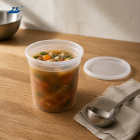 Contenants alimentaires étanches en plastique de 24 oz, directement de l'usine, avec couvercle, imprimés sur mesure pour salades et soupes de traiteur