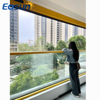 Fenêtre coulissante verticale électrique moderne avec cadre en alliage d'aluminium, double vitrage trempé et capteur de pluie en acier inoxydable