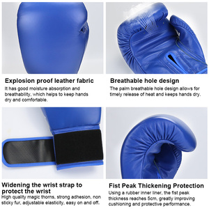 Guantes de Boxeo de Cuero Vacuno Genuino para Entrenamiento, Negros, 12oz 14oz, Duraderos, Ajustables, Personalizados con Logotipo - Product Image 3