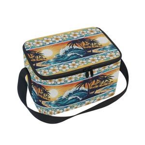 Sac isotherme de style simple pour 12 canettes, motif fleur de frangipanier, plage et île, impression personnalisée, pour bière et aliments, boîte de rangement thermique - Product Image 2