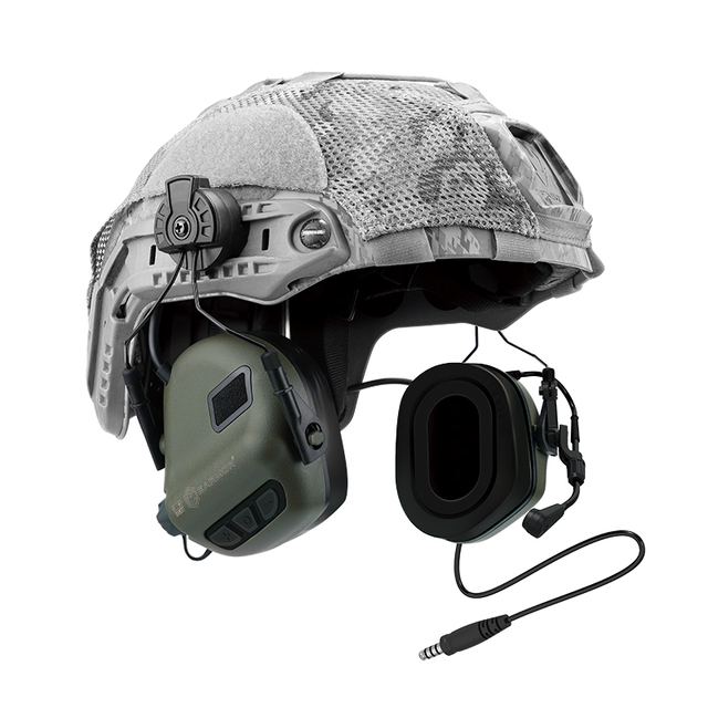 Electronic Communication Headset with Noise-Cancelling Microphone Tactical Headset with Helmet Rail Mounts