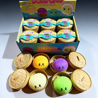 Lot de jouets anti-stress promotionnels en vrac, adorables boules moelleuses en forme de ravioli scintillant avec visage souriant, à remontée lente, avec ensemble de cuiseur vapeur